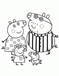 Peppa Pig And Her Family Wearing Pajamas Coloring Page Letscolorit Com Peppa Pig Colouring Peppa Pig Coloring Pages Peppa Pig Christmas