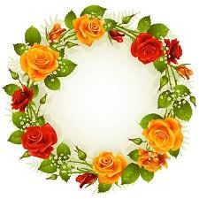 Vector Red And Yellow Rose Frame In The Shape Of Circle Flower Frame Rose Frame Pansies Flowers