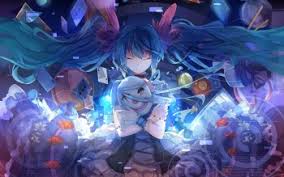 Anime girls original characters camera blue hair pink eyes stars dress sky wallpaper. 2100 Blue Hair Hd Wallpapers Background Images