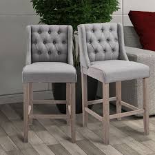 40 Tufted Counter Height Bar Stool Dining Chair Accent Furniture Set Of 2 Gray Bar Height Chairs Bar Stool Furniture Bar Stool Slipcovers