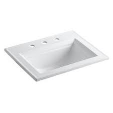 Shop Kohler Memoirs White Drop In Rectangular Bathroom Sink With Overflow At Lowes Com Drop In Bathroom Sinks Rectangular Sink Bathroom Lavatory Sink