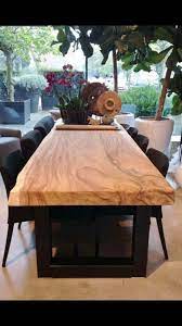 exclusieve teak boomstamtafel met verschillende onderstellen afmetingen boomstamtafel bladen b dining table design wood dining table live edge dining table