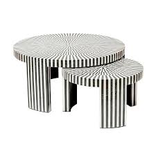 Black And White Striped End Table B W Marble Nesting Tables Black Rooster Decor Nesting Coffee Tables Coffee Table Nesting Tables