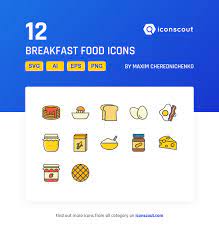 Breakfast Food Icon Pack 12 Filled Outline Icons Food Icons Breakfast Recipes Icon