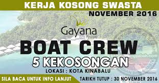 Jawatan kosong terbaru dan terkini. Kerja Kosong Sabah Boat Crew Anak Kapal Jawatan Kosong Terkini Negeri Sabah