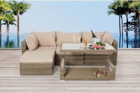 ✓ rattanlounge günstig in der schweiz bei viplounge. Rattan Lounge Set Table Height Adjustable Estelle Natural Round Outdoor Furniture