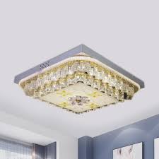 The led integrated fixture is dimmable and ready to install, as no bulbs are required. Square Clear Crystal Flush Light Fixture Modern Bedroom Led Ceiling Lighting With Flower Pattern Beautifulhalo Com