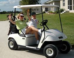 Golf Cart On Wet Surface