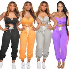 The world's best bras, panties, and lingerie. Women S Crop Tops Busiter Stacked Pants Two Piece Sets Lace Up Sling Trousers Pants Spring Two Piece Sets Home Clothes Outfits Buy Stacked Pants Two Piece Set Womens Fashion Trendy 2020 2piece Women