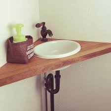 バス トイレ 配管むき出し 手洗いスペース 漆喰塗り壁 カフェ風 などのインテリア実例 2016 02 29 09 17 15 roomclip ルームクリップ 造作 洗面台 玄関 手洗い トイレのアイデア