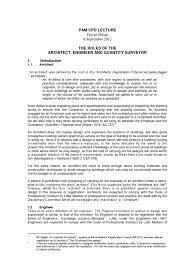 Lets talk about pam 2006 again. The Roles Of The Architect Engineer And Quantity Surveyor Tort Negligence