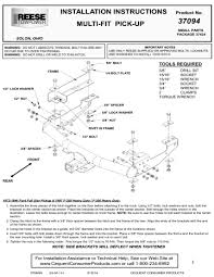 Reese weight distribution hitch manual. Reese Towpower 37094 Class Iii Iv Multi Fit Hitch Installation Guide Manualzz