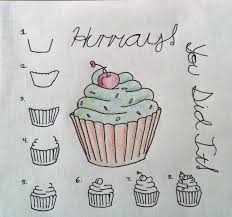 How To Draw A Cupcake A Simple Step By Step Colorful Cupcake Great To Draw On Cards Or Anything Else Fun To D Doodle Drawings Cupcake Drawing Art Lessons
