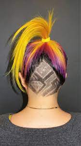 undercut designs diamond lightning dice rainbow color sunset color solidgoldsalon eyebrowsanonymous undercut frisuren damen frisuren frauen frisuren