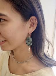 Kambaba Jasper Long Earring- Handmade jewelry DESLIE