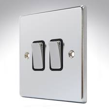 Brushed chrome raised plate ›. Hartland Polished Chrome Light Switch 2 Gang Intermediate