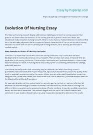 Get hypothesis examples that can be used in the scientific method and to design experiments. Evolution Of Nursing Essay Essay Example