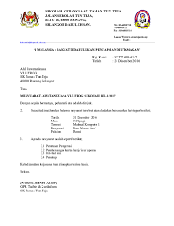 Kepada, guru tingkatan 4 amanah, sekolah menengah taman tun teja, 81200 johor bahru, johor 6 januari 2019. Doc Surat Panggilan Mesyuarat Bil12017 Frog Salwa Halim Academia Edu