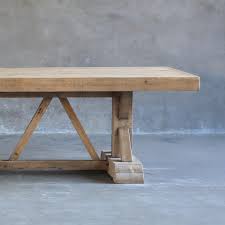 The 48 in kitchen table is rustic modern with its solid pine wood top made to look like reclaimed wood. Salvaged Wood Trestle Dining Table Shop And Earn Points