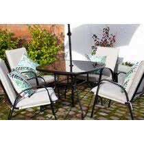 Browse our selection and choose from metal firepit sets, rattan effect pieces, or a traditional wooden table and. Black Garden Dining Sets You Ll Love Wayfair Co Uk
