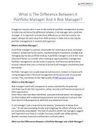 Read what an frm does, salary range, and job an frm identifies threats to assets, earning capacity, or the success of an organization. What Is The Difference Between A Portfolio Manager And A Risk Manager By Rahul Patel Issuu