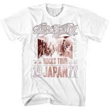 Aerosmith Rocks Japan 77 Tour White T Shirt Vintage Concert T Shirts Tour T Shirts Concert Tshirts