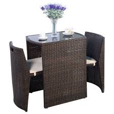 3 Pcs Outdoor Table Top Chairs Dining Wicker Lawn Patio Couch Seat Furniture Set Wicker Patio Set Wicker Dining Tables Wicker Patio Furniture