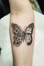 Butterfly thigh tattoo with lots of colors. Beautiful And Meaningful Butterfly Tattoo Guide