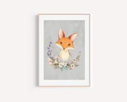 Baby Animal Portrait Nursery Decor, Playroom Wall Art, Fox Nursery Digital  Download, Baby Shower Gift, Gifts for Her, Woodland Animal Print