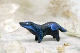 Badger Figurine Forest Animal Sculpture Badger Totem Boho Animal Sculptures Polymer Clay Animals Forest Animals