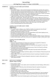 Quality assurance specialist resume examples. Clinical Quality Specialist Resume Samples Velvet Jobs