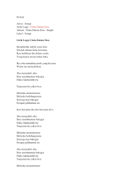 Watch our community members perform this song. Cinta Dalam Doa Lirik