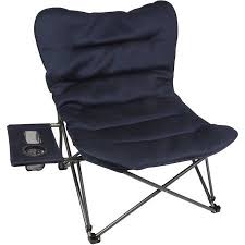 Ozark Trail Oversized Relax Plush Chair With Side Table For Outdoor Blue Walmart Com Plush Chair Camping Chairs Ozark Trail