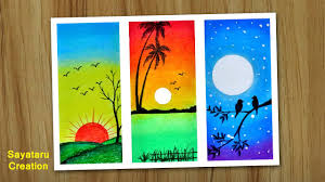 Sunrise Sunset Moonlight Drawing Easy Oil Pastel Drawing For Beginners Youtube Start by drawing a bumpy horizontal line that runs across the entirety of the page.