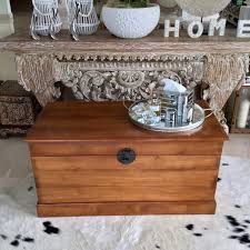 Coffee tables large square storage blanket box trunk coffee table love the neutral with bits of color. 100cm Perfect Huge Teak Solid Wood Storage Trunk Chest Or Coffee Table Furniture Home Living Furniture Tables Sets On Carousell