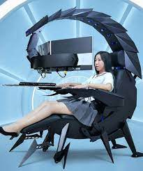 Extreme backrest, seat, and legrest angles. This Giant Scorpion Gaming Chair Is A Zero Gravity Computer Workstation That Cocoons You