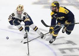 @jakeevans79 notre dame hockey #18. Jake Evans Late Goal Sends Notre Dame To Frozen Four Final Wsbt