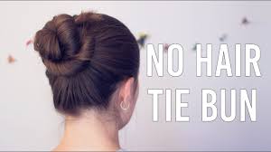 Step 2) twist the ponytail, and wrap into a bun only half of the way. No Hair Tie Bun Hairbraidsandmore Youtube