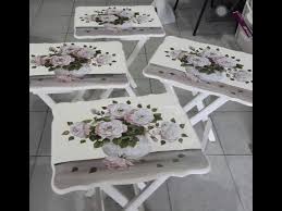 Meral Sanatevi Handmade Painting Craft House Handcraft One Stroke Katlanir Zigon Sehpa Dekor Eskitme Ahsap Painting