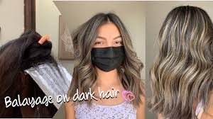 Simple highlights, ombre, sombre, fluid hair. Balayage On Virgin Dark Hair Goldwell Redken Balayage Highlights Youtube