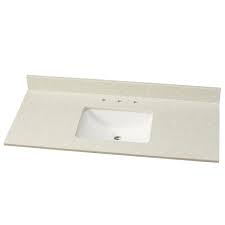 Single faucet hole cultured marble vanity top with white on white basin #597377. Home Decorators Collection 49 In W Engineered Stone Single Vanity Top In Sparkling White With White Sink Sprwht4922 2cm The Home Depot