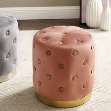 Add an ottoman or extra seat to any space with the ula round ottoman. Art Leon Vanity Stool Modern Velvet Tufted Button Upholstered Small Round Ottoman Foot Rest Stool With Gold Plated Base Makeup Stool For Bedroom Bathroom Living Room Office Rose Pink Buy Online In