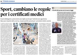 Certificati Medici Per L Attivita Sportiva Il Piccolo 8 Novembre 2014 Spiz It Spiz Associazione Di Promozione Sociale