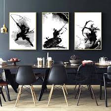 Black and white abstract wall art. 3pcs Japanese Samurai Minimalist Poster And Prints Black White Abstract Wall Art Canvas Oil Painting Japan Wall Pictures For Living Room Sofa Wall Art Decor No Frame Wish