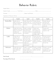 sped head generic behavior rubric classroom management