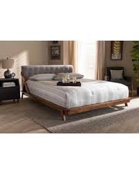 Find Savings On Baxton Studio Sante Mid Century Modern Grey Fabric Upholstered Wood King Size Platform Bed Bbt6735 Grey King