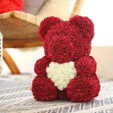 A gorgeous decorative teddy bear made of soft synthetic roses in a romantic red color. 10 Inch 15 7inch Led Rose Bear Hand Made Rose Teddy Bear Flower Bear With Clear Gift Box Gift For Mothers Day Valentines Day Birthday Walmart Com Walmart Com