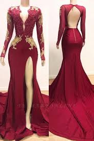 Black And Gold Formal Evening Gowns Yesbabyonline Com Offers Deep V Neck Long Sleeves Lace Appliques Split In 2020 Mermaid Prom Dresses Lace Long Sleeve Mermaid Prom Dress Prom Dresses Long With Sleeves