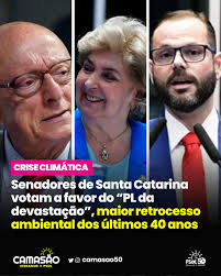 Chamado por ambientalistas de "mãe de todas as boiadas", o PL da devastação  foi aprovado no Senado com o voto dos três representantes de SC. O projeto  recebeu 54 votos favoráveis e