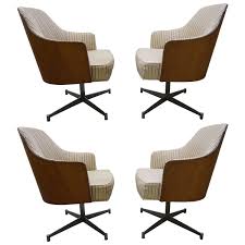 Four Milo Baughman Style Teak Back Swivel Dining Chairs Mid Century Modern 1stdibs Com Modern Swivel Chair Swivel Dining Chairs Modern Swivel